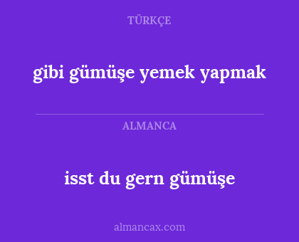 gibi gümüşe yemek yapmak - isst du gern gümüşe