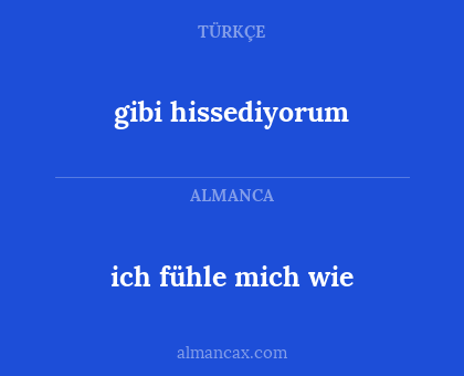 ich fühle mich wie - gibi hissediyorum