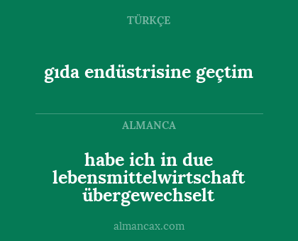 gıda endüstrisine geçtim - habe ich in due lebensmittelwirtschaft übergewechselt