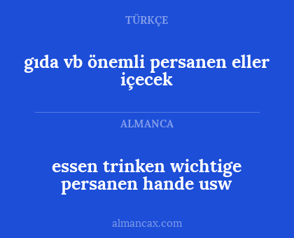 gıda vb önemli persanen eller içecek - essen trinken wichtige persanen hande usw