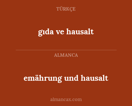 emährung und hausalt - gıda ve hausalt