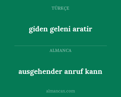ausgehender anruf kann - giden geleni aratir