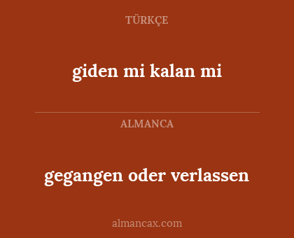 gegangen oder verlassen - giden mi kalan mi