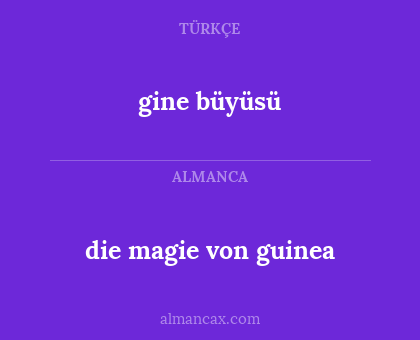 die magie von guinea - gine büyüsü