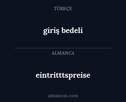 giriş bedeli - eintritttspreise