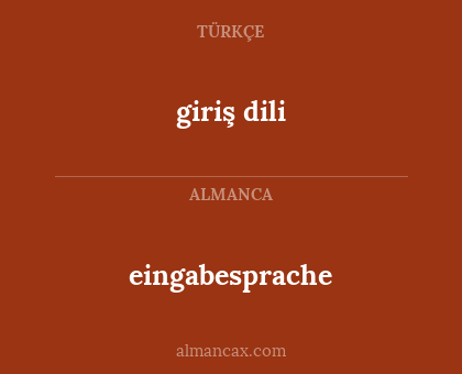 eingabesprache - giriş dili