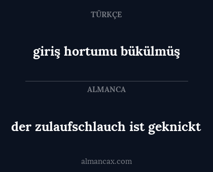der zulaufschlauch ist geknickt - giriş hortumu bükülmüş