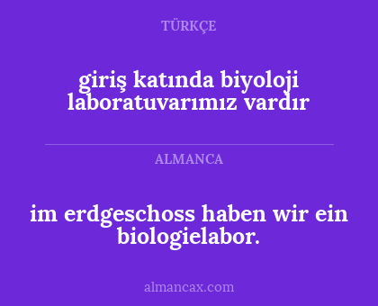 im erdgeschoss haben wir ein biologielabor. - giriş katında biyoloji laboratuvarımız vardır