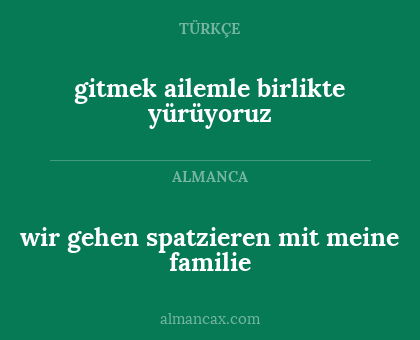 gitmek ailemle birlikte yürüyoruz - wir gehen spatzieren mit meine familie