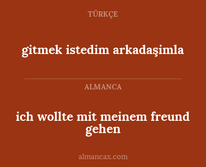 gitmek istedim arkadaşimla - ich wollte mit meinem freund gehen