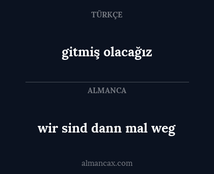 gitmiş olacağız - wir sind dann mal weg