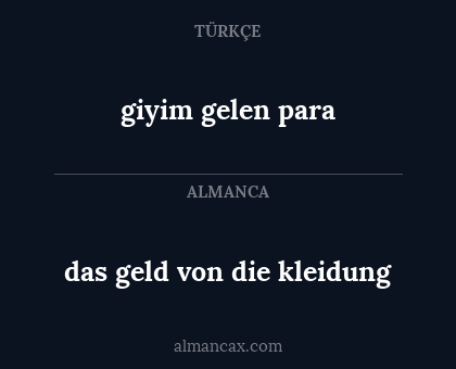 giyim gelen para - das geld von die kleidung