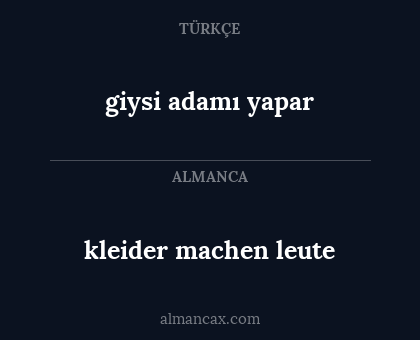kleider machen leute - giysi adamı yapar