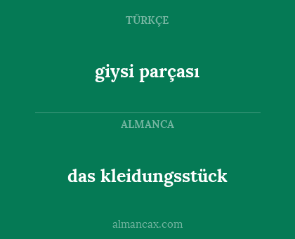 das kleidungsstück - giysi parçası