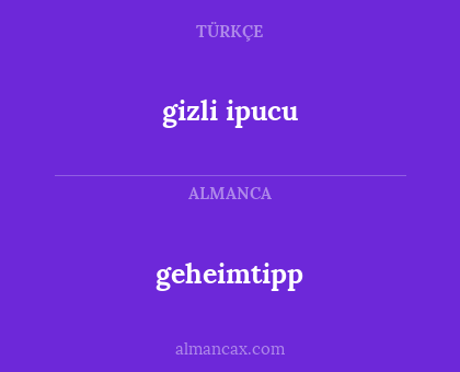 geheimtipp - gizli ipucu