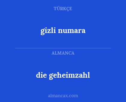 die geheimzahl - gizli numara