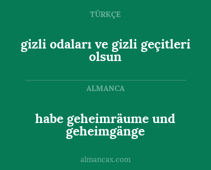 habe geheimräume und geheimgänge - gizli odaları ve gizli geçitleri olsun