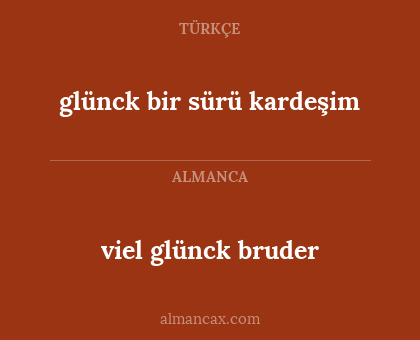 viel glünck bruder - glünck bir sürü kardeşim