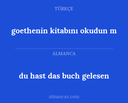 du hast das buch gelesen - goethenin kitabını okudun m