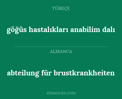 göğüs hastalıkları anabilim dalı - abteilung für brustkrankheiten
