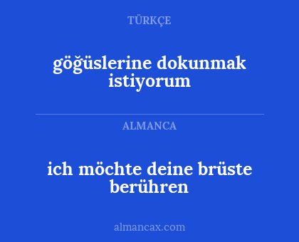 göğüslerine dokunmak istiyorum - ich möchte deine brüste berühren