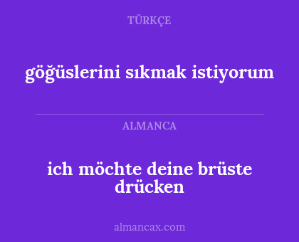 ich möchte deine brüste drücken - göğüslerini sıkmak istiyorum
