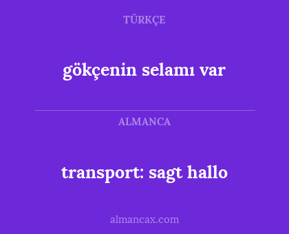 gökçenin selamı var - transport: sagt hallo