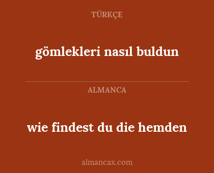 gömlekleri nasıl buldun - wie findest du die hemden