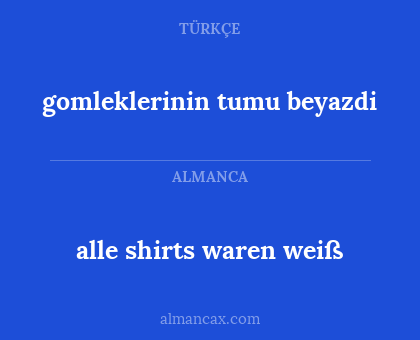 alle shirts waren weiß - gomleklerinin tumu beyazdi