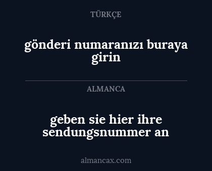 geben sie hier ihre sendungsnummer an - gönderi numaranızı buraya girin