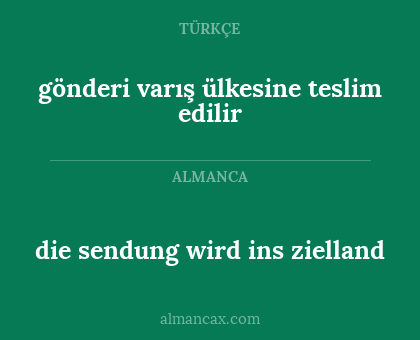 die sendung wird ins zielland - gönderi varış ülkesine teslim edilir