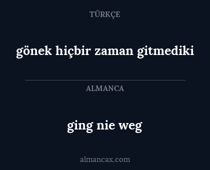 ging nie weg - gönek hiçbir zaman gitmediki