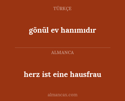 herz ist eine hausfrau - gönül ev hanımıdır