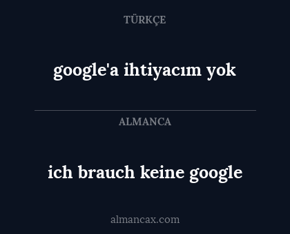 ich brauch keine google - google'a ihtiyacım yok