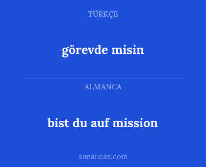 bist du auf mission - görevde misin