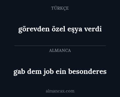 görevden özel eşya verdi - gab dem job ein besonderes