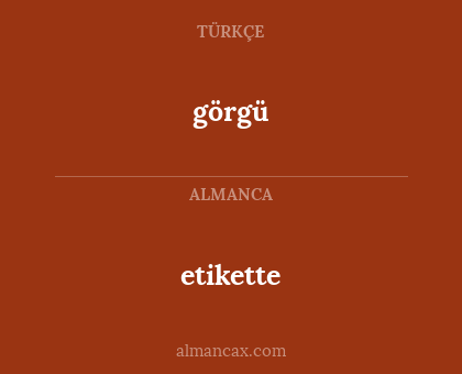görgü - etikette