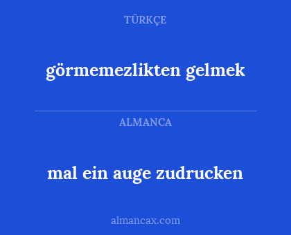 görmemezlikten gelmek - mal ein auge zudrucken