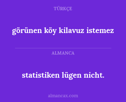 statistiken lügen nicht. - görünen köy kilavuz istemez