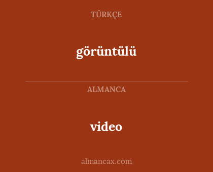 video - görüntülü