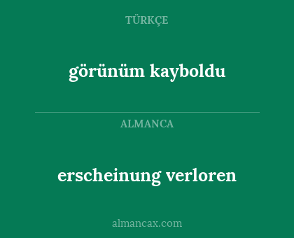 görünüm kayboldu - erscheinung verloren