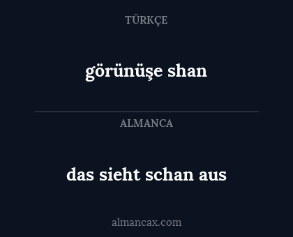 görünüşe shan - das sieht schan aus