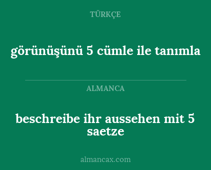 beschreibe ihr aussehen mit 5 saetze - görünüşünü 5 cümle ile tanımla