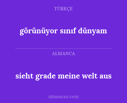 sieht grade meine welt aus - görünüyor sınıf dünyam