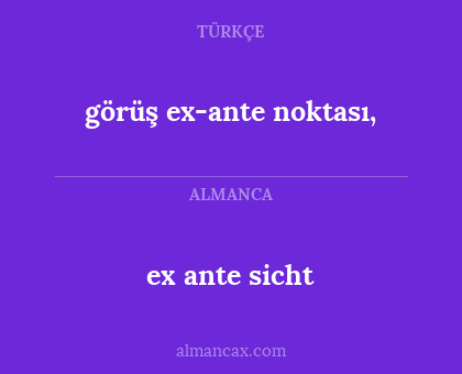 ex ante sicht - görüş ex-ante noktası,