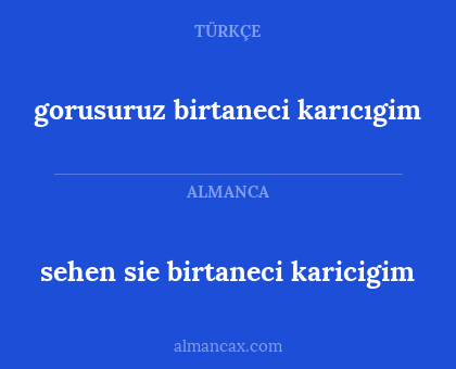 gorusuruz birtaneci karıcıgim - sehen sie birtaneci karicigim