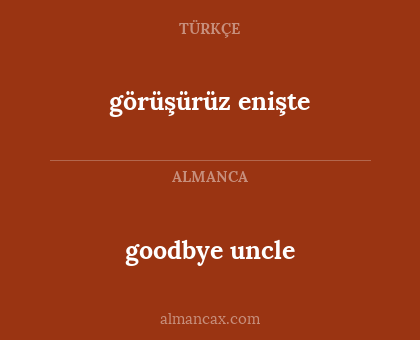 görüşürüz enişte - goodbye uncle