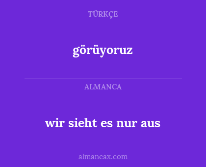 wir sieht es nur aus - görüyoruz