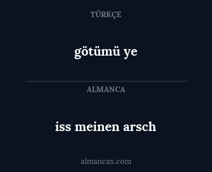 iss meinen arsch - götümü ye