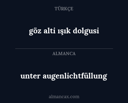 unter augenlichtfüllung - göz alti ışık dolgusi
